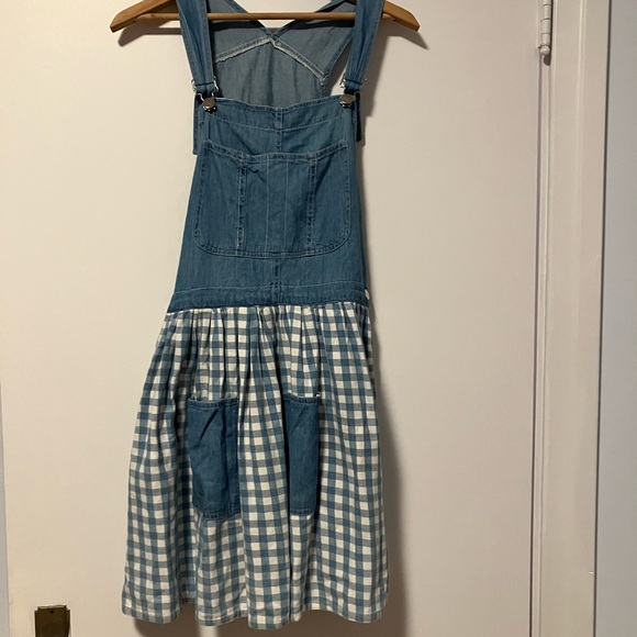Nevada Dresses & Skirts - VIntage Denim and Gingham Pinafore Dress - Overall Dress